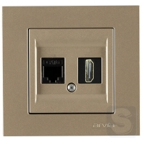 Розетка комп'ютерна RJ45 Cat6 + Розетка HDMI Arvia Electric KAREN Титан (20 05 2000 255)